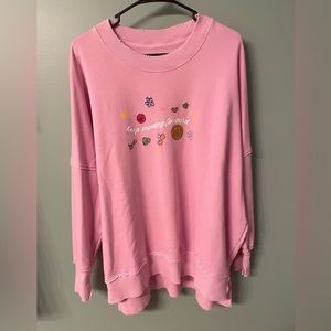 Aerie Oversized Keep Moving Forward Pink Sweatshirt Size Small